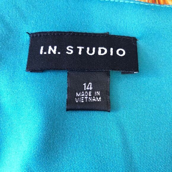 I.N. Studio Women's Sheer Dress Size 14 Ethnic Print Retro 70s Style Boho Chic - Picture 8 of 12